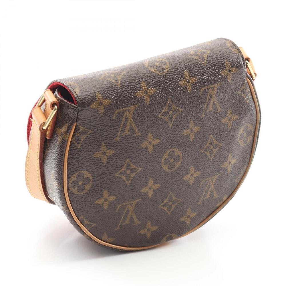 Louis Vuitton Brown Canvas Bag Leather Shoulder Tambourin Monogram